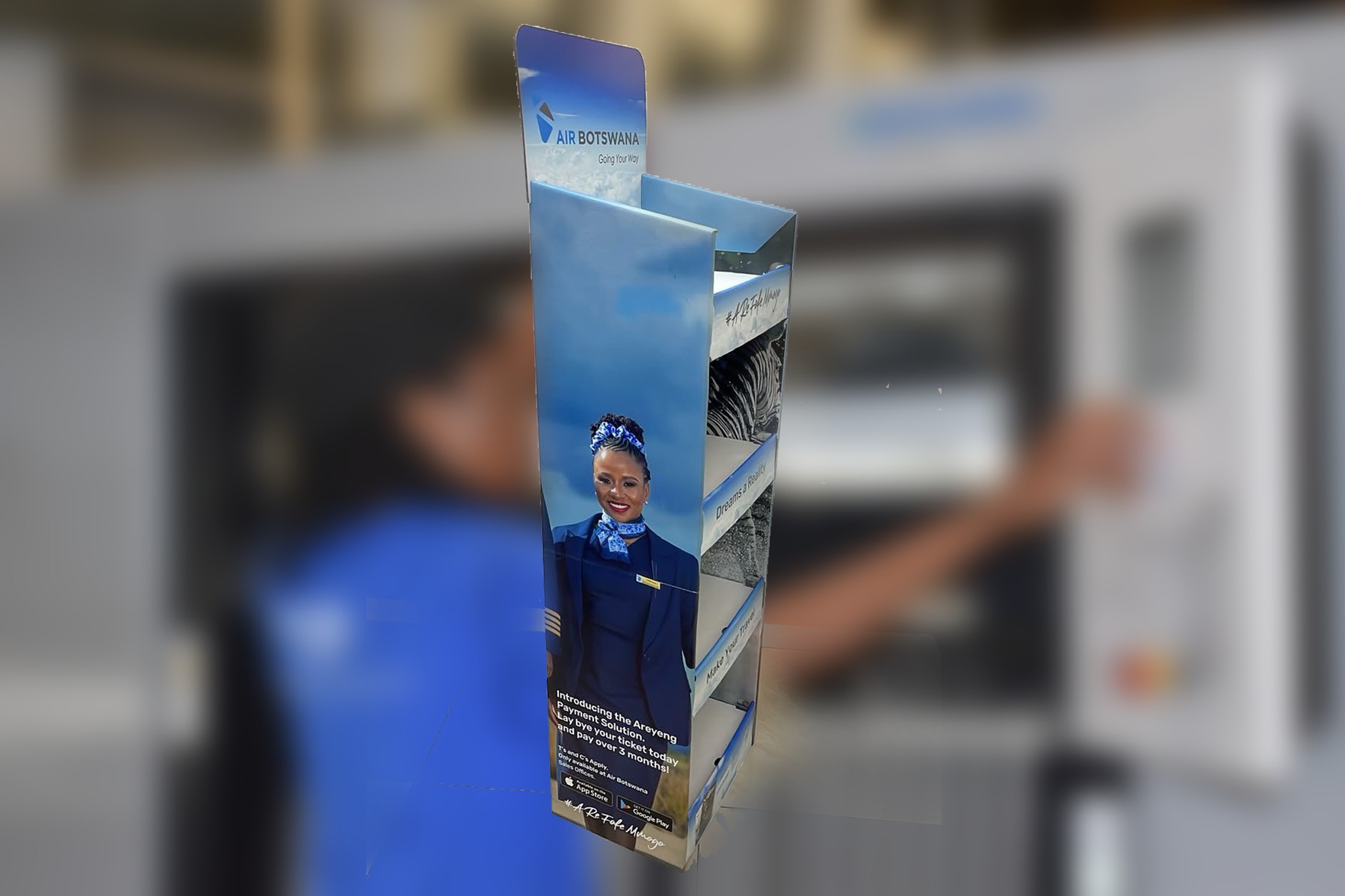 Faster Displays five-shelf unit for Air Botswana's Areyeng Payment Solution