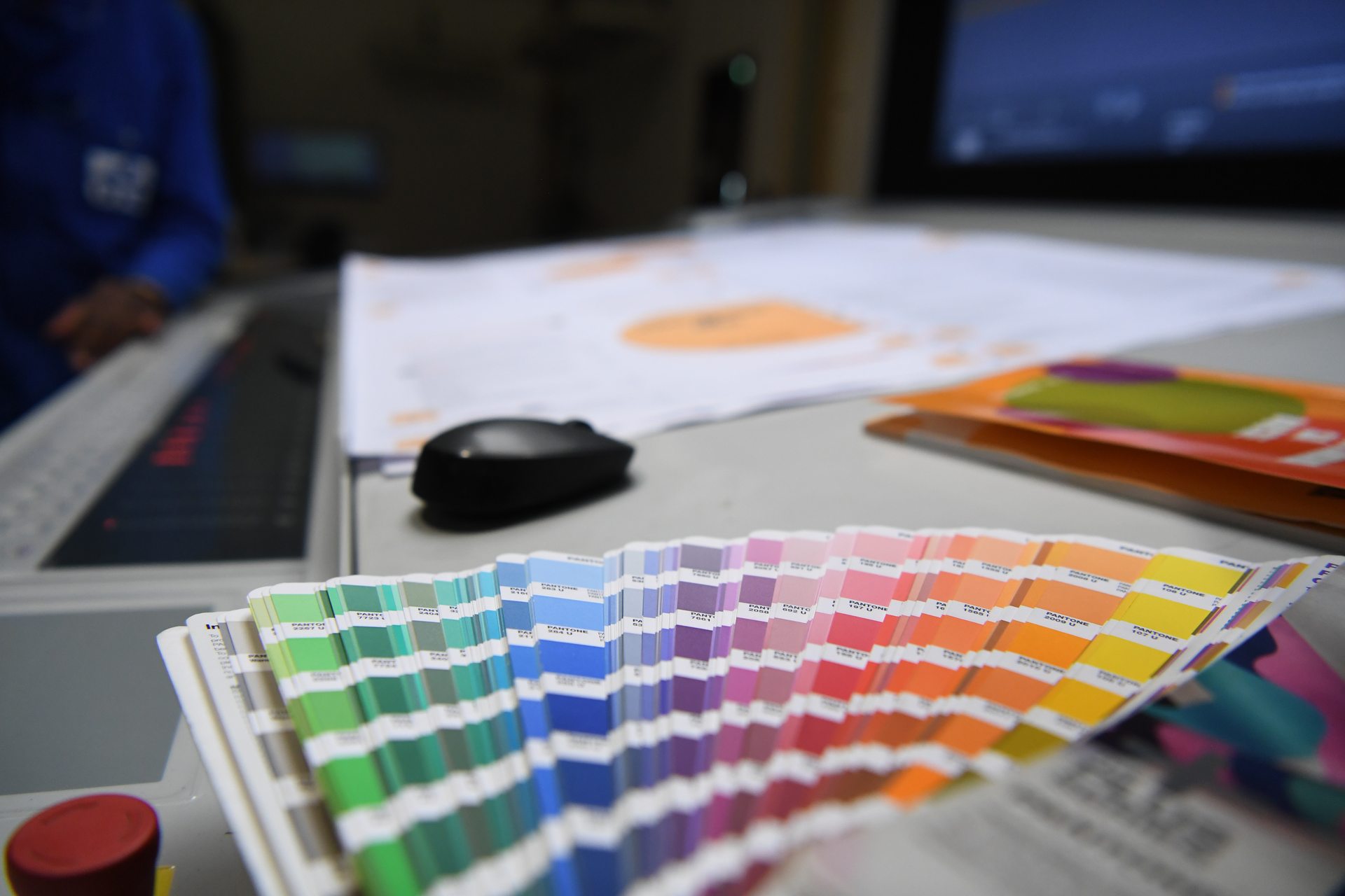 Pantone colour swatches used for CMYK matching