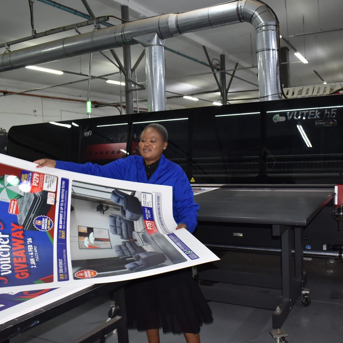 Large-format printer producing promotional graphics