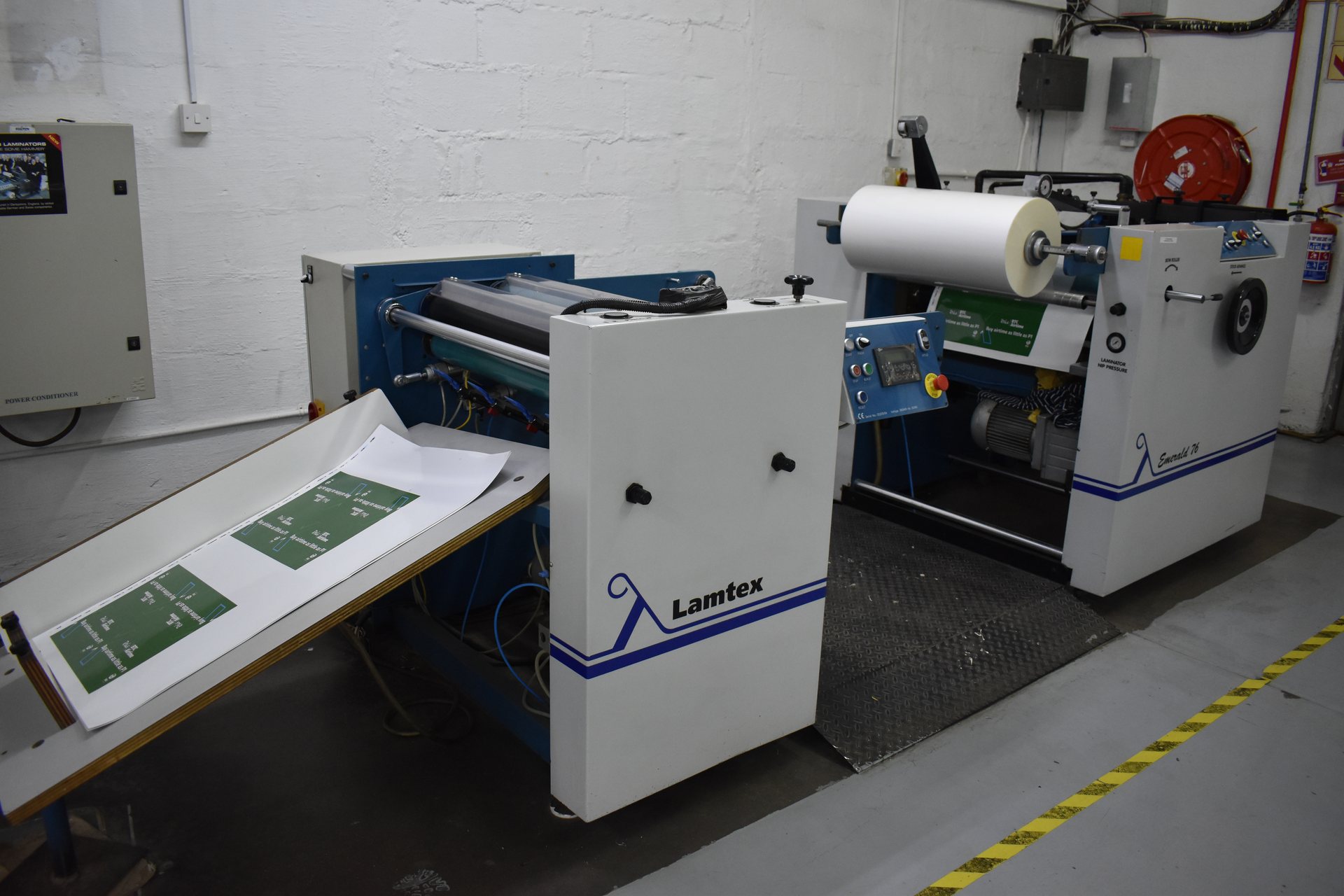 Lamination in progress on the finishing line